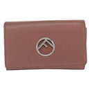 FENDI Chain Shoulder Bag Leather Pink Silver Auth ka1161-13