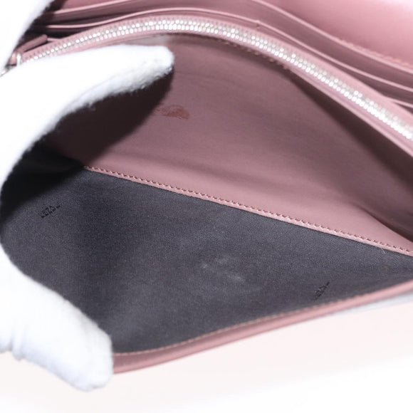 FENDI Chain Shoulder Bag Leather Pink Silver Auth ka1161