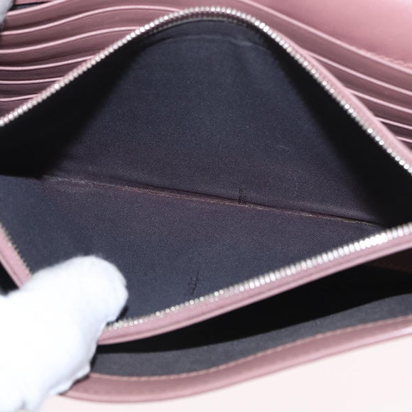 FENDI Chain Shoulder Bag Leather Pink Silver Auth ka1161