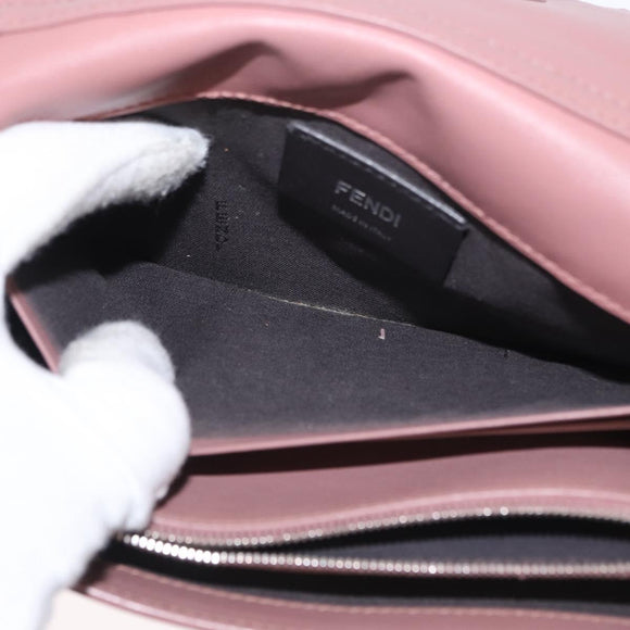 FENDI Chain Shoulder Bag Leather Pink Silver Auth ka1161