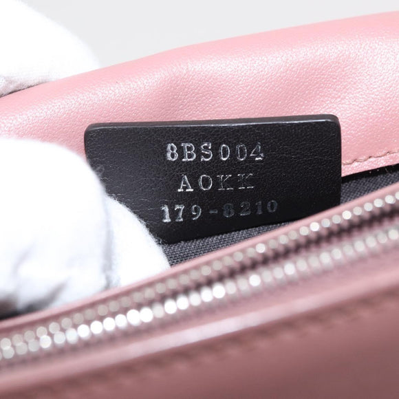 FENDI Chain Shoulder Bag Leather Pink Silver Auth ka1161