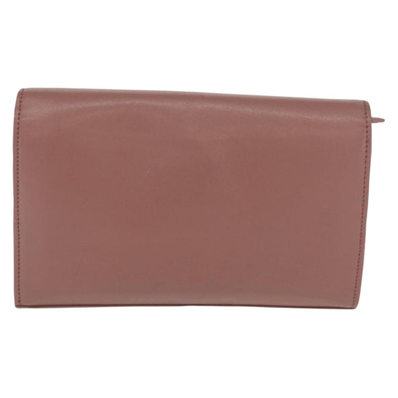 FENDI Chain Shoulder Bag Leather Pink Silver Auth ka1161