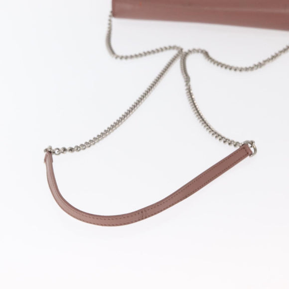 FENDI Chain Shoulder Bag Leather Pink Silver Auth ka1161