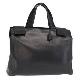 PRADA Hand Bag Leather Black Silver Auth ka1162