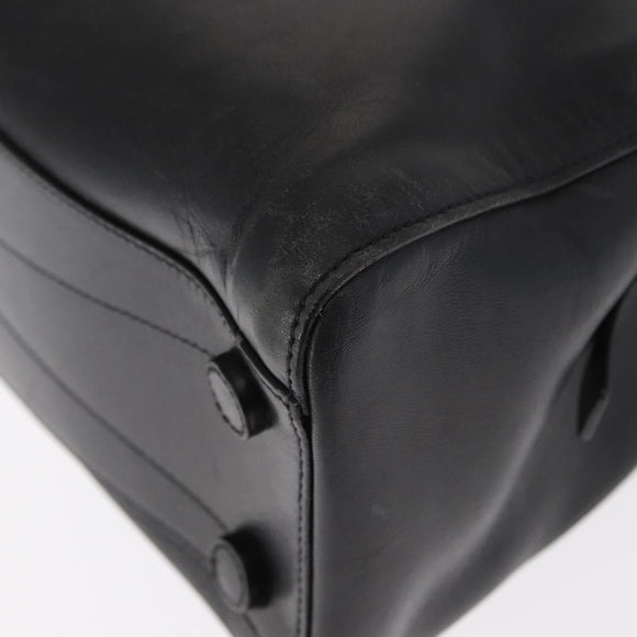 PRADA Hand Bag Leather Black Silver Auth ka1162