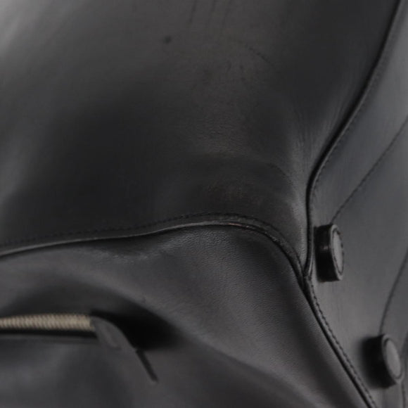 PRADA Hand Bag Leather Black Silver Auth ka1162