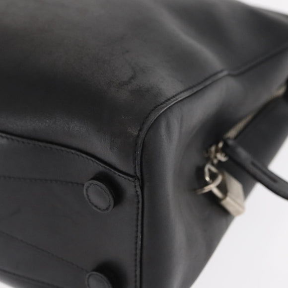 PRADA Hand Bag Leather Black Silver Auth ka1162