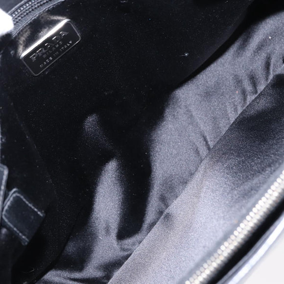 PRADA Hand Bag Leather Black Silver Auth ka1162