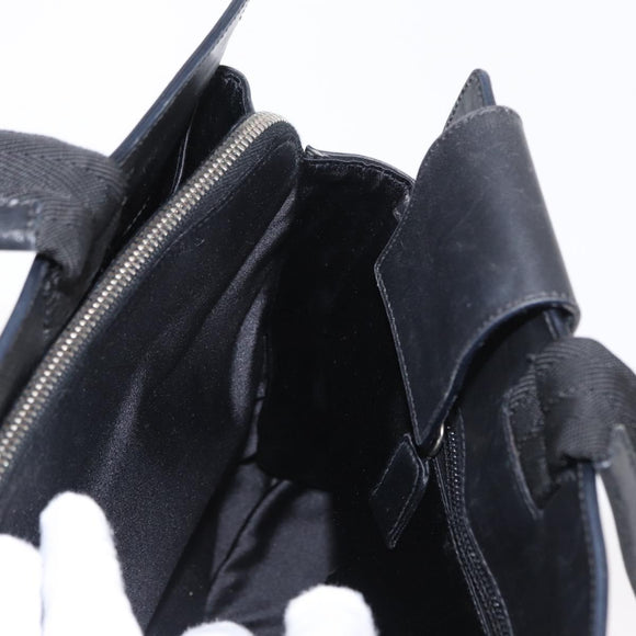 PRADA Hand Bag Leather Black Silver Auth ka1162