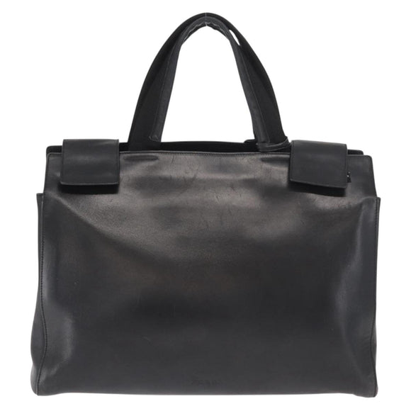 PRADA Hand Bag Leather Black Silver Auth ka1162