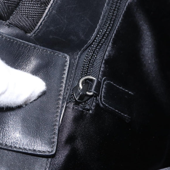 PRADA Hand Bag Leather Black Silver Auth ka1162