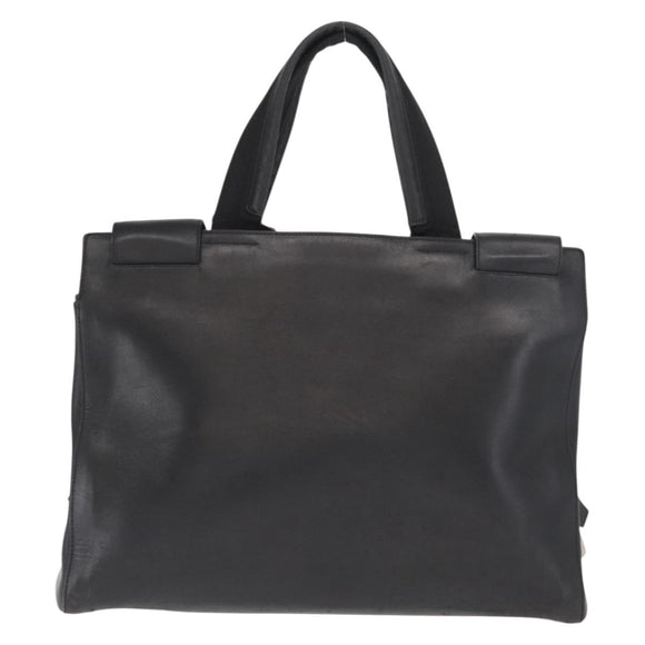 PRADA Hand Bag Leather Black Silver Auth ka1162