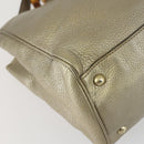 GUCCI Bamboo Hand Bag Leather 2way Beige Gold 323660 Auth ka1163-13