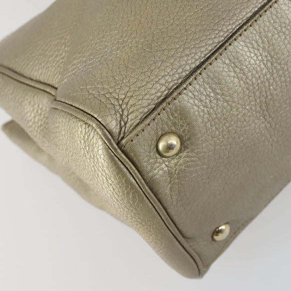 GUCCI Bamboo Hand Bag Leather 2way Beige Gold 323660 Auth ka1163
