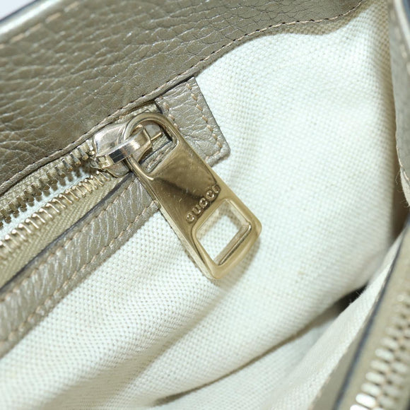 GUCCI Bamboo Hand Bag Leather 2way Beige Gold 323660 Auth ka1163