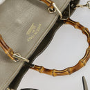GUCCI Bamboo Hand Bag Leather 2way Beige Gold 323660 Auth ka1163-6