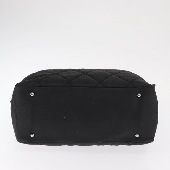 CHANEL Hand Bag Canvas Black Silver CC Auth ka1166