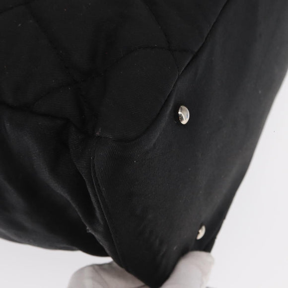 CHANEL Hand Bag Canvas Black Silver CC Auth ka1166