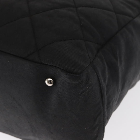 CHANEL Hand Bag Canvas Black Silver CC Auth ka1166