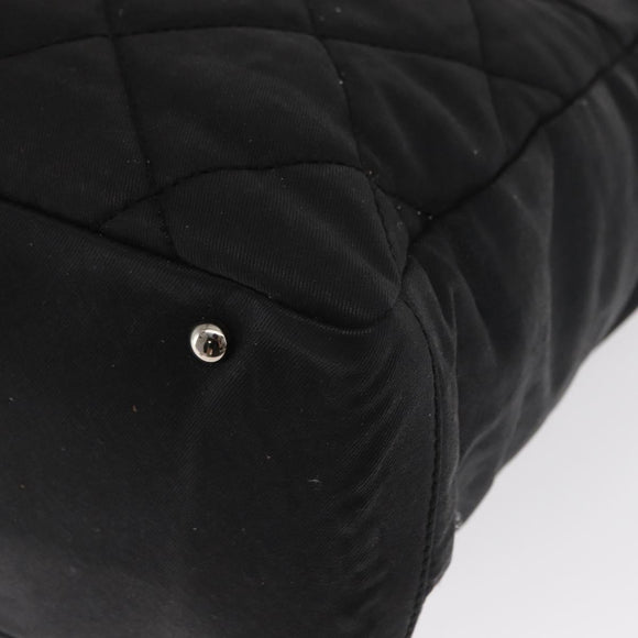 CHANEL Hand Bag Canvas Black Silver CC Auth ka1166