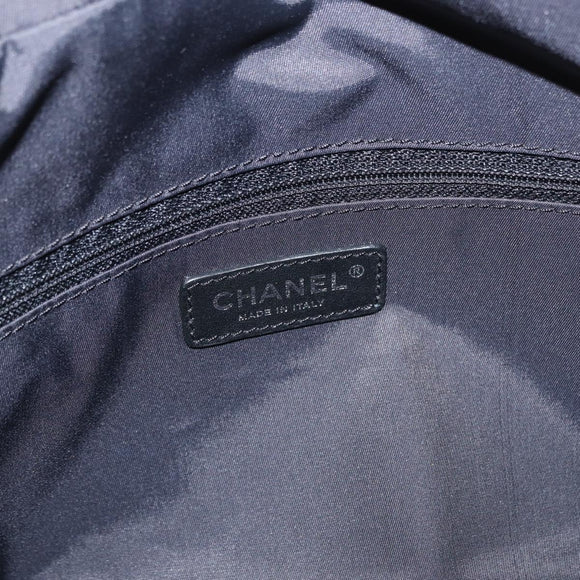 CHANEL Hand Bag Canvas Black Silver CC Auth ka1166