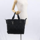 CHANEL Hand Bag Canvas Black Silver CC Auth ka1166-25