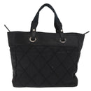 CHANEL Hand Bag Canvas Black Silver CC Auth ka1166-2