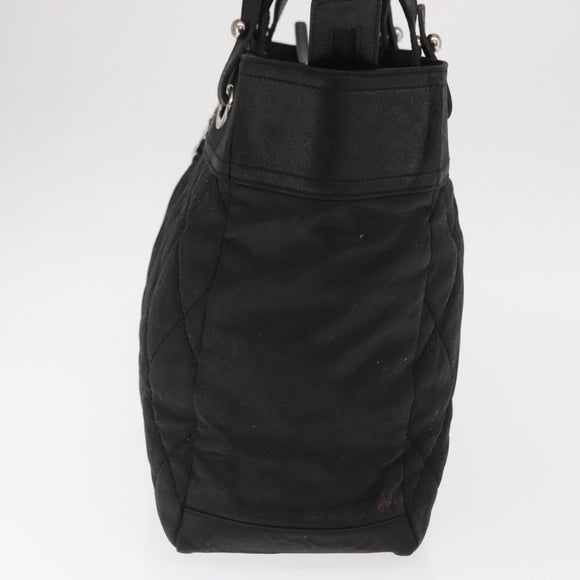 CHANEL Hand Bag Canvas Black Silver CC Auth ka1166