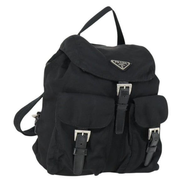 PRADA Backpack Nylon Black Silver Auth ka1167
