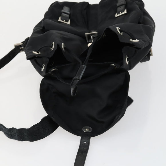 PRADA Backpack Nylon Black Silver Auth ka1167