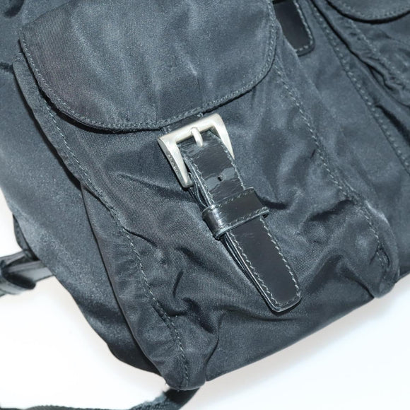 PRADA Backpack Nylon Black Silver Auth ka1167