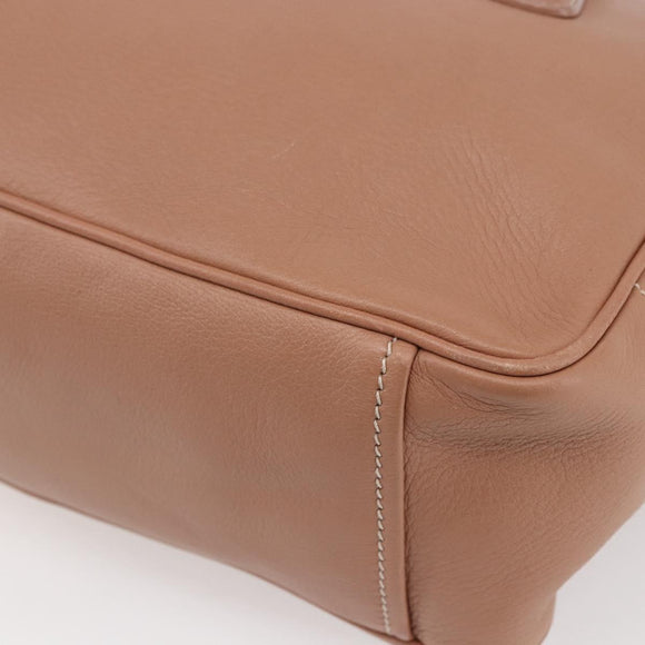 PRADA Hand Bag Leather Silver Beige Auth ka117