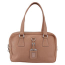 PRADA Hand Bag Leather Silver Beige Auth ka117-13