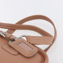 PRADA Hand Bag Leather Silver Beige Auth ka117-14