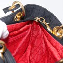 Christian Dior Lady Dior Canage Hand Bag Nylon Black Gold Auth ka1172-18