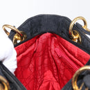 Christian Dior Lady Dior Canage Hand Bag Nylon Black Gold Auth ka1172-19