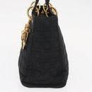 Christian Dior Lady Dior Canage Hand Bag Nylon Black Gold Auth ka1172-4
