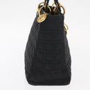 Christian Dior Lady Dior Canage Hand Bag Nylon Black Gold Auth ka1172-5