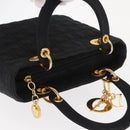 Christian Dior Lady Dior Canage Hand Bag Nylon Black Gold Auth ka1172-6
