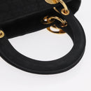Christian Dior Lady Dior Canage Hand Bag Nylon Black Gold Auth ka1172-7