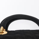 Christian Dior Lady Dior Canage Hand Bag Nylon Black Gold Auth ka1172-8