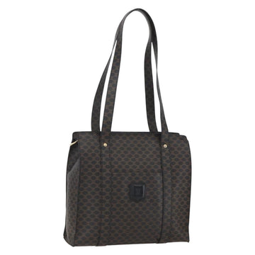 CELINE Macadam Canvas Tote Bag PVC Leather Black Gold Auth ka1178