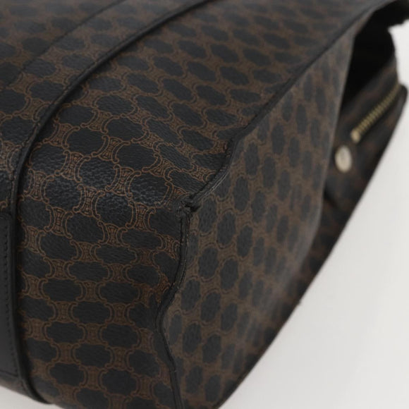 CELINE Macadam Canvas Tote Bag PVC Leather Black Gold Auth ka1178A