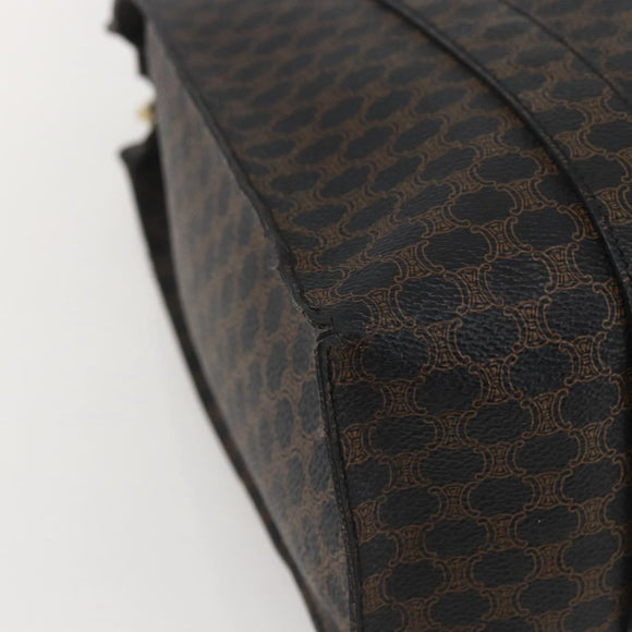 CELINE Macadam Canvas Tote Bag PVC Leather Black Gold Auth ka1178A