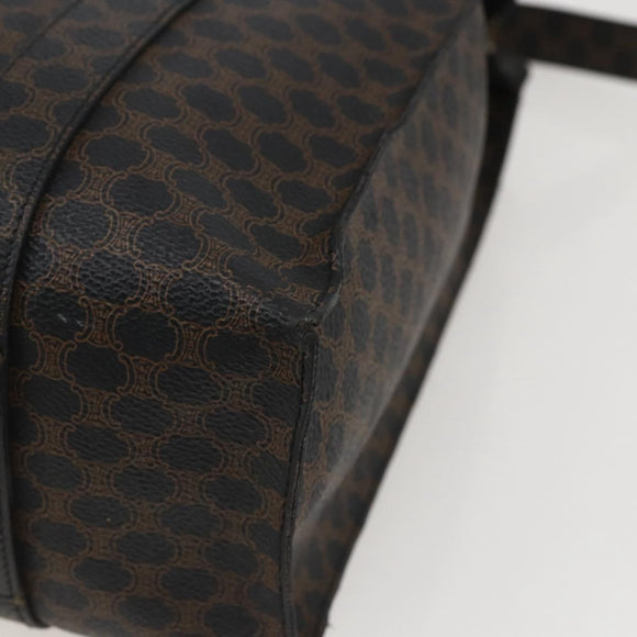 CELINE Macadam Canvas Tote Bag PVC Leather Black Gold Auth ka1178A