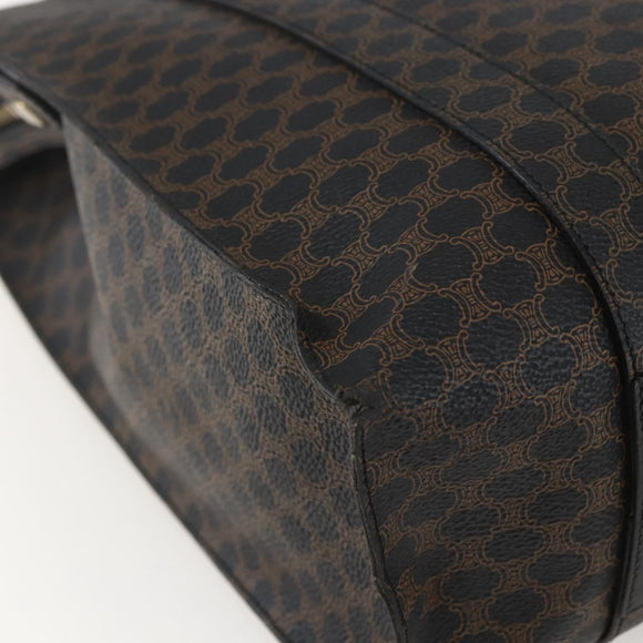 CELINE Macadam Canvas Tote Bag PVC Leather Black Gold Auth ka1178
