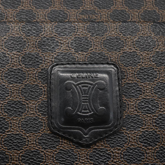 CELINE Macadam Canvas Tote Bag PVC Leather Black Gold Auth ka1178