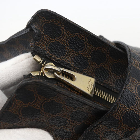 CELINE Macadam Canvas Tote Bag PVC Leather Black Gold Auth ka1178