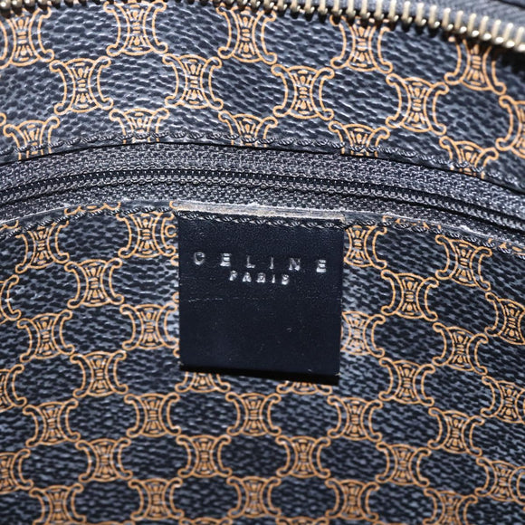 CELINE Macadam Canvas Tote Bag PVC Leather Black Gold Auth ka1178