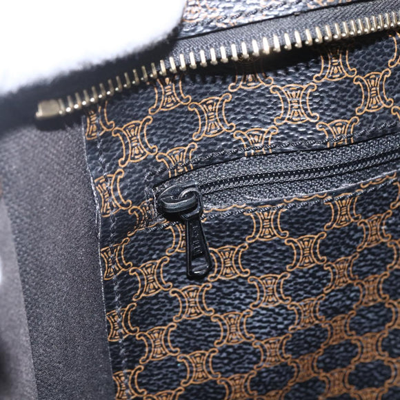 CELINE Macadam Canvas Tote Bag PVC Leather Black Gold Auth ka1178